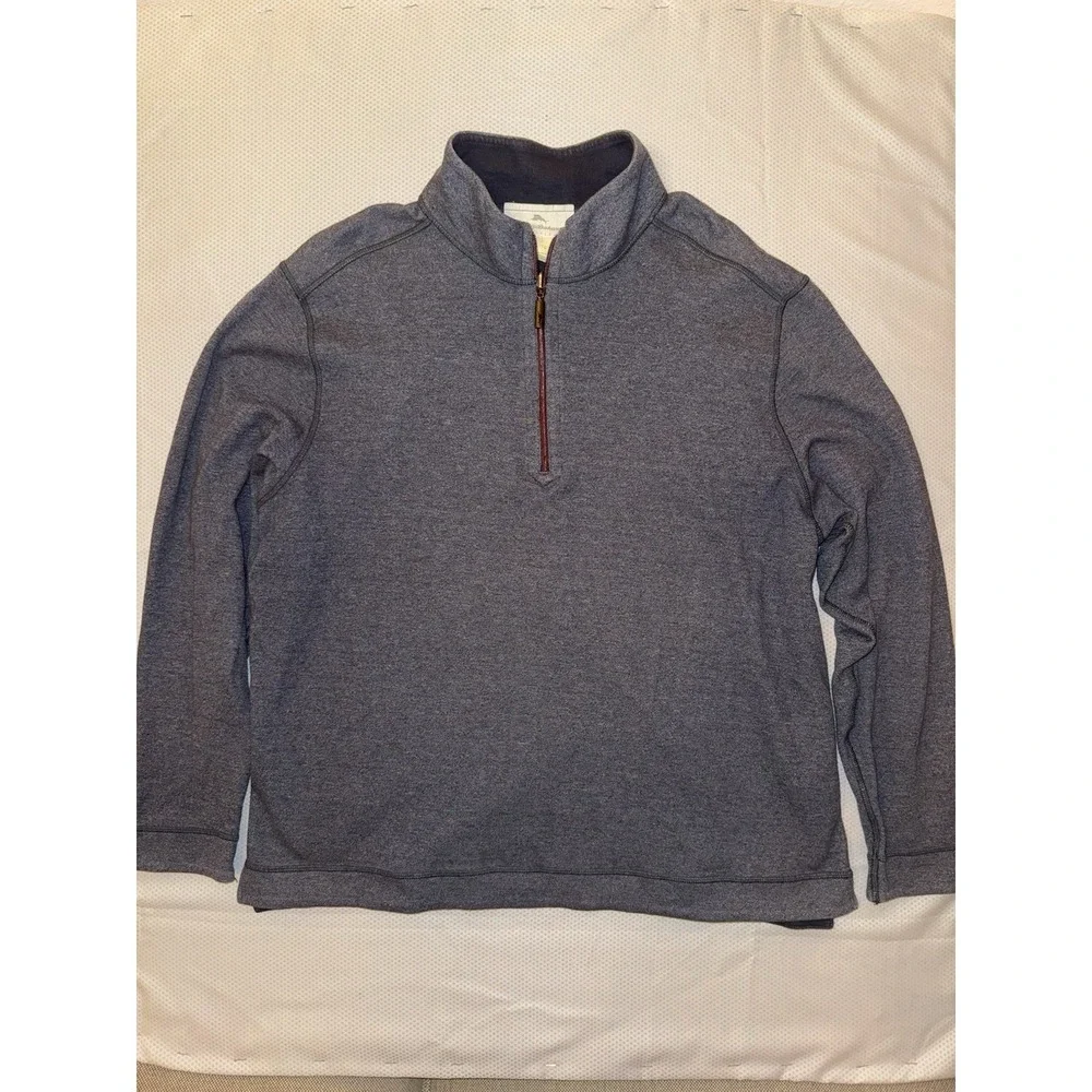 Tommy Bahama Reversible Quarter-Zip‎ Pullover Sweater Blue Size XL